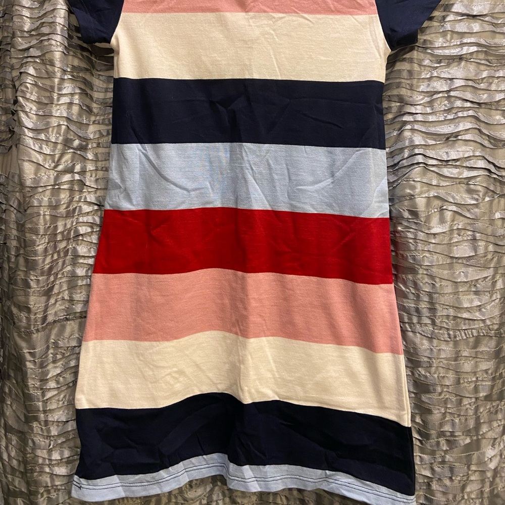 Tommy Hilfiger Pink and Red Polo Shirt dress Pre-owned Size 7/8 girls - Picture 2 of 4